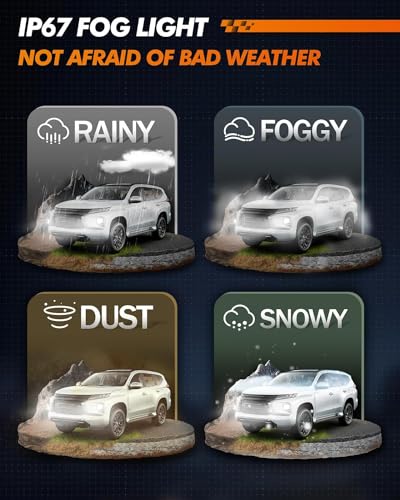 Image of SEALIGHT H10 9140 9145 LED Fog Light Bulbs, 600% Super Brighter 6500K Cool White 9145 9140 H10 Fog Lights Led Bulbs for Cars, Plug and Play, Pack of 2