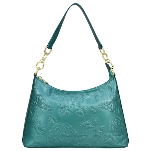 Anuschka Women's Original Hand-Painted Leather Hobo with Chain Strap