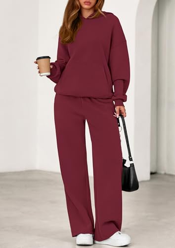 PRETTYGARDEN Women's 2 Piece Outfits Fall Sweatsuits Oversized Hoodies Wide Leg Sweatpants Tracksuits Lounge Matching Sets3
