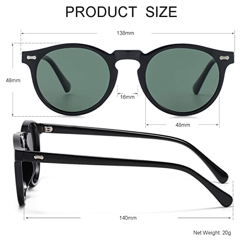 Image of Vintage Polarized Sunglasses for Men Women Round Retro Classic Fashion Eyewear UV400 Protection Sun Glasses
