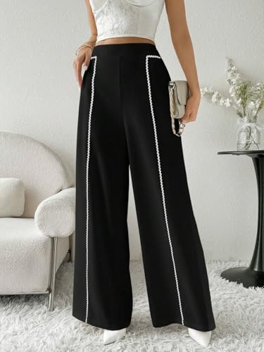 Image of GRECIILOOKS Trousers for Woman | Womens High Rise High Waist Flared Korean Style | Formal Pant for Women Office Wear| Track Pants for Womans Elegant for College & Events (Available in Plus Size)