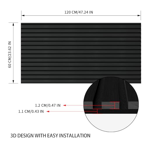 Luxdecor Acoustic Wood Slat Wall Panels for Wall 2pack Wood Slat Panels for Wall 47.2”x23.6” Wooden Acoustic Venner Panels 3D, Fluted Wall Slat Panels 0.82”in by Luxdecor - Used condition - Image 5
