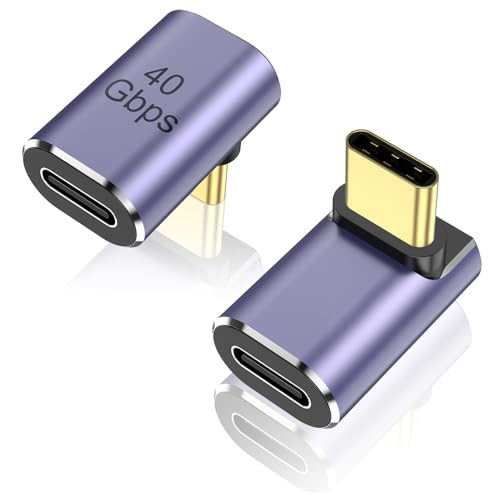 Tobfit USB C 90&deg; Adapter, Typ C auf Typ C 4.0 40Gbps, 2 St&uuml;ck 90 Grad USB C Winkelstecker f&uuml;r Laptop, Tablet, Telefon, Handy(B)