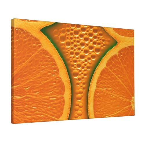 Œuvre d'art moderne salon sans cadre pour habiller un mur vide orange