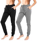 Sexy Basics Women's Drawstring Joggers | Knit Cotton Sweat Pants | Multi Packs & Colors