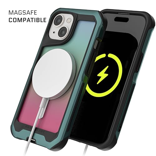 Coque Apple iPhone 15 verte MagSafe antichoc avec pare-chocs métal Ghostek Atomic - 4