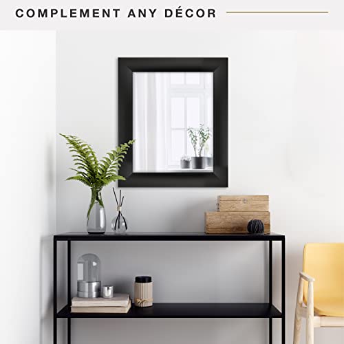 Image of MCS Simplicity 21.5x25.5 Large Wall Mirror, Black & Beveled Detail Mirror, Vertical & Horizontal Wall Hanging Mirror for Bathroom, Bedroom & Livingroom