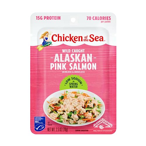 Image of Chicken of the Sea Wild Alaskan Pink Salmon in Water, 2.5 Ounce Pouch (Pack of 1), Skinless & Boneless, 25% Less Sodium
