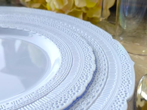 Platos desechables vintage Chateau en azul, pack 240 piezas miniatura 4