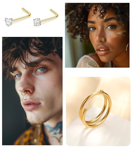 Nose Piercings Studs Hoop Nose Rings for Women Gold Plated3