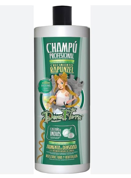 Champú Crecimiento Rapunzel 1000 ml – Con Biotina y Castaño de Indias – Aumenta la Densidad y Fortalece el Cabello – Anticaída – Para Cabello Débil y Quebradizo – Uso Profesional