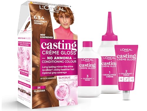 L'Oréal Paris Casting Crème Gloss, Semi-Permanent Hair Dye, Radiant & Natural Colour, No-ammonia, Semi-Permanent Hair Colour Lasts 32 Washes, Shade: 634 Chestnut Honey