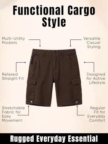 Image of GRECIILOOKS Denim Cargo Shorts for Men Stylish | Washed Jeans Half Pant for Men | Knee Length Cargo Shorts for Mens | Regular Fit Mens Pant Casual, Utility Streetwear Jorts, Travel Summer Wear