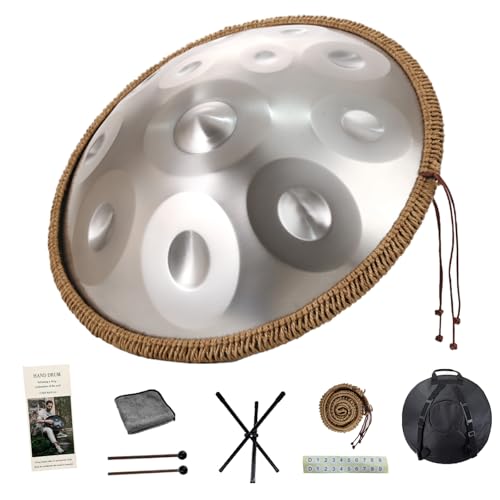 �n���h�p�� 9��/10��/12�� �y�� Handpan Drum �j�Z�� 432hz/440hz �X�e�����X�| �X�`�[���h���� 22�C���`(55cm) �n���h�p���h���� ���S�� �ґz�A���K (12�m�[�g - �V���o�[ - 440hz)