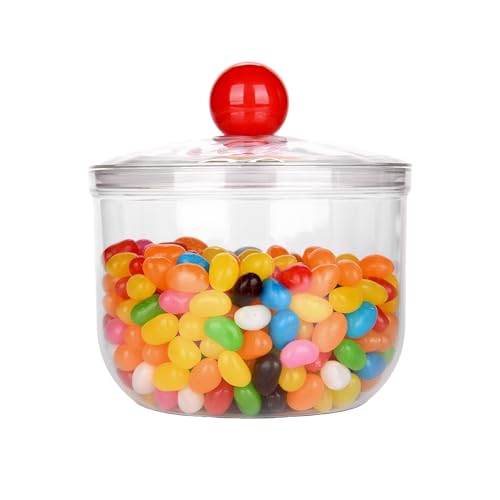 Custde 30oz Clear Plastic Candy Jar with Lid – Airtight Multi-Purpose Storage for Candy, Cookies, Coffee & More – Ideal for Kitchen, Office, Bathroom (30 fl oz)