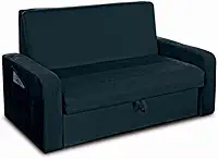 Matrix Sofá-Cama Motta com Baú, Revestimento Suede, Petróleo, 2 Lugares, 139x90x84cm, Estrutura Madeira Eucalipto