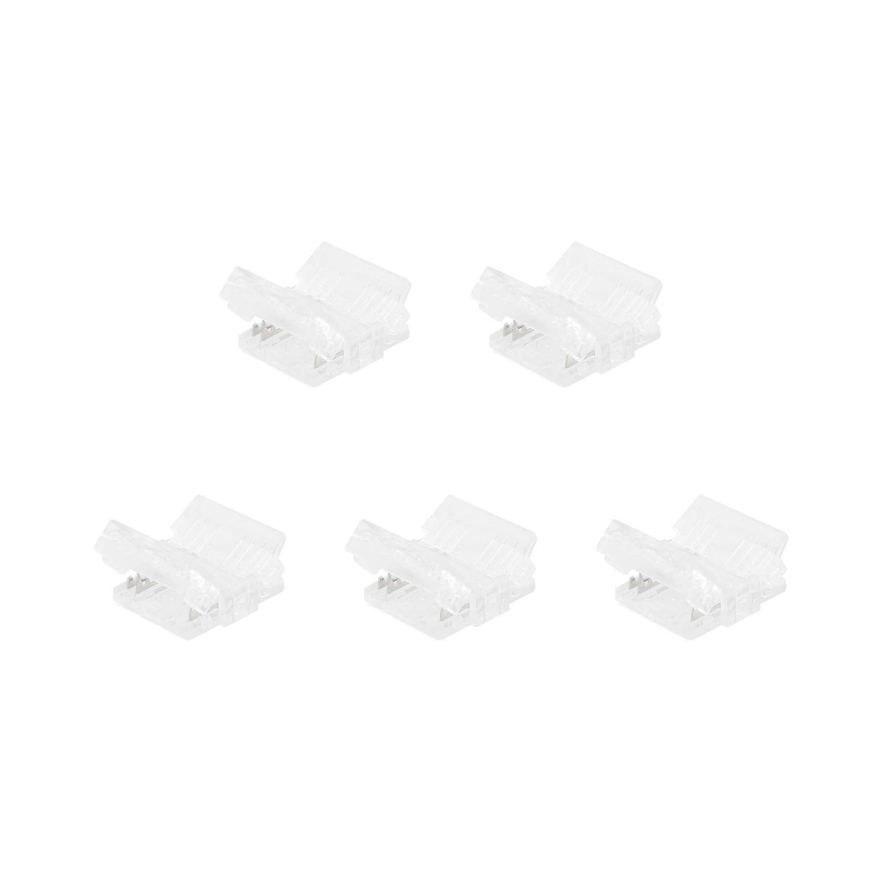 G.W.S® Solderless Strip to Wire Straight Connectors, for 12mm Wide 3 Pin CCT/Pixel LED COB Strip Lights, Pack of 5
