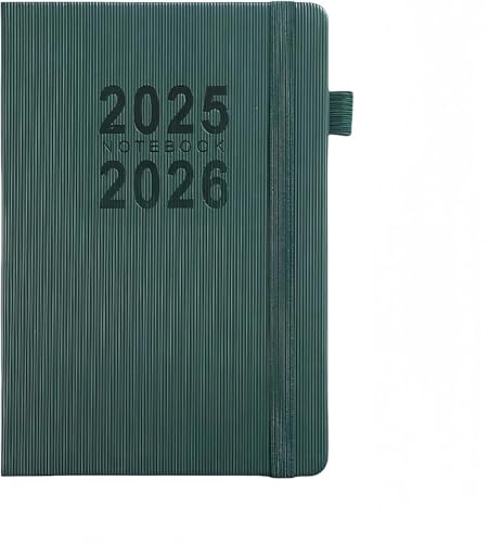 手帳システム手帳 2025年7月から2026年6月 A5サイズ ノートブック 英語版 スケジュール帳 1日1ページ 目標達成日記帳 ビジネスや学校で使用可能 計画作成 (グリーンです)