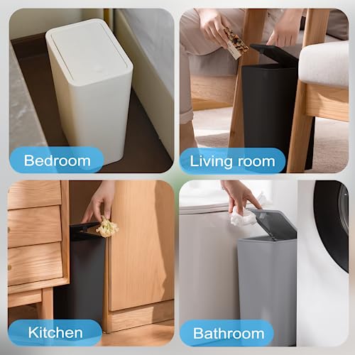 Shpmxupw N-TRASH CANS-PINK 3 Pack Bathroom Small Trash Can With Lid,10L / 2.6 Gallon Slim Garbage Bin Wastebasket thumb #5