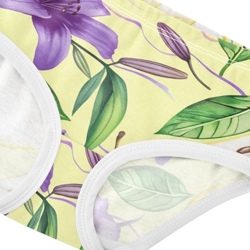 Purple Floral Beige Pears Watercolor Cute Panties Girl Toddler Underwear Custom Cotton Durable Underpants Briefs 2t4