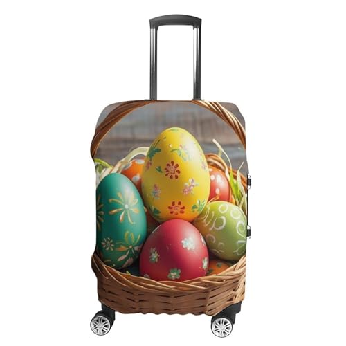 Basket And Easter Eggs Printed Luggage Cover Protector, Fits 18-32 Inch Luggage
