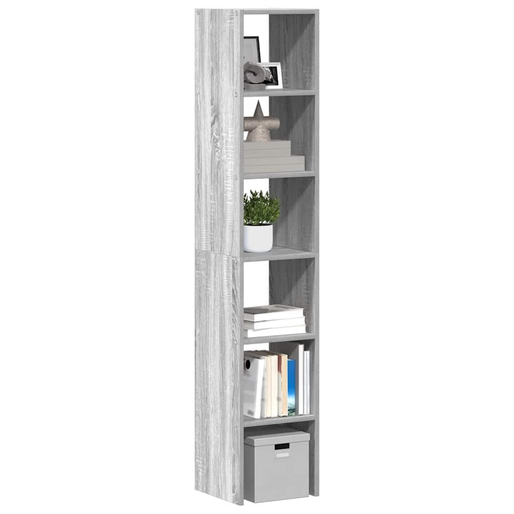 Libreria impilabile, 2 pezzi, grigio Sonoma, 30 x 30 x 80 cm, con ampio spazio per ufficio, casa, corridoio e officina