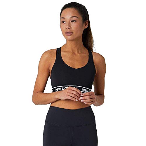 New Balance Women's Pace 2.0 Medium Impact Bra, Black 20, Large