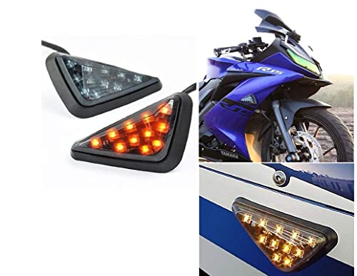 Image of OBEROI'S TRADERS R15 V2 / V3 / V4 & M Smoke Triangle Flush Mount LED Turn Signals Blinker /Indicator For Yamaha R15 All Models Bike