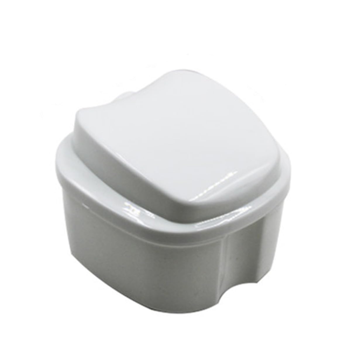 Denture Bath Box Case Strainer Portable False Teeth Storage Container Compact and Design for Travel Easy Cleaning White
