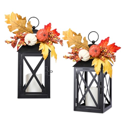 Fall Decor Lantern for Home, Large Decorative Lanterns Outdoor Waterproof 12' Battery...