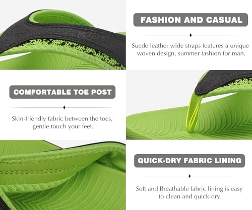 Image of KuaiLu Mens Sport Flip Flops Comfort Orthotic Thong Sandals with Plantar Fasciitis Arch Support Outdoor Summer Beach Size 7~15