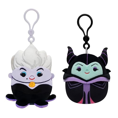Squishmallows Original 3.5in Disney Maleficent and Ursula Clip 2-Pack – Official Jazwares Plush