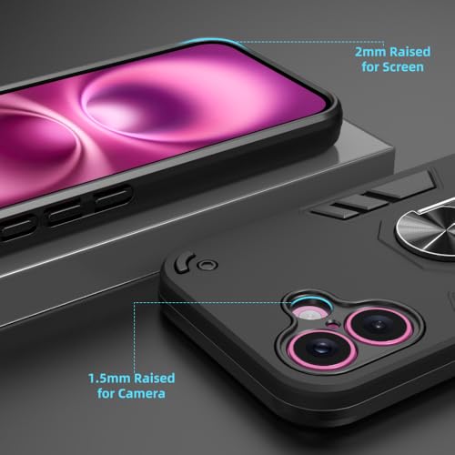 Image of NDCOM for iPhone 16 Cover | Premium iPhone 16 Case for Enhanced Protection | Stylish iPhone 16 Back Cover with Precise Cutouts | Ring Holder Case