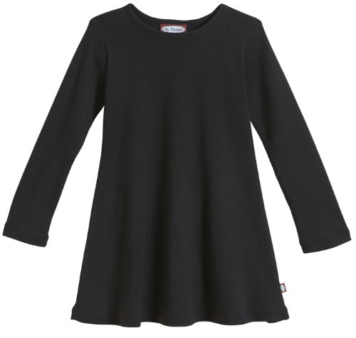 City Threads Girls' Cotton Long Sleeve Dress for School Party Dress Play Base Layer for Sensitive Skin SPD Sensory Friendly, Black, 4T