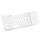 【最新型】Omikamo キーボード Bluetooth 折り畳み ワイヤレス テンキー付き L型Enterキー ipadキーボード 日本語配列 フルサイズ マルチペアリング iOS/Windows/Mac/Google対応 Type-C充電式 パンタグラフ コンパクト 無線 薄型 軽量 高級 (白)