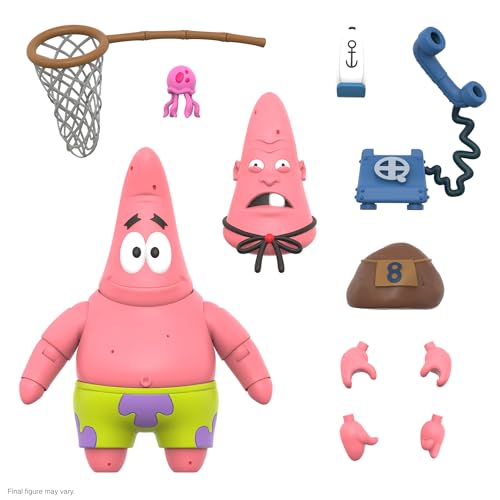 Super7 ULTIMATES! Spongebob Squarepants Patrick Starr - 7 Spongebob Action Figure with Accessories Classic Cartoon Collectibles and Retro Toys