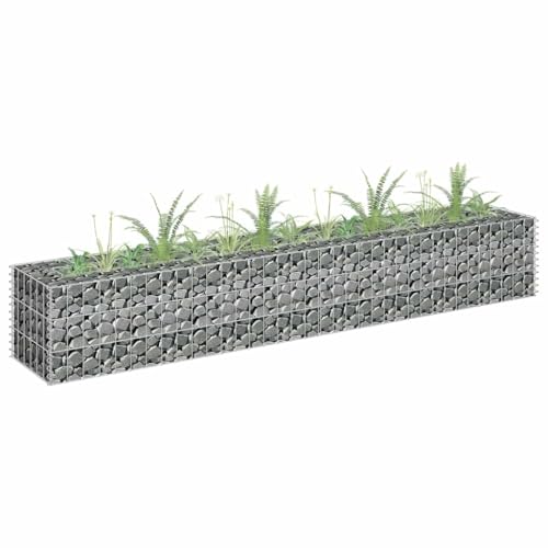 Woonisher Arriate de Gaviones de Acero 180x30x30 cm, Macetero Exterior con Malla Soldada, Ideal para Huerto Urbano y Jardineras Exteriores