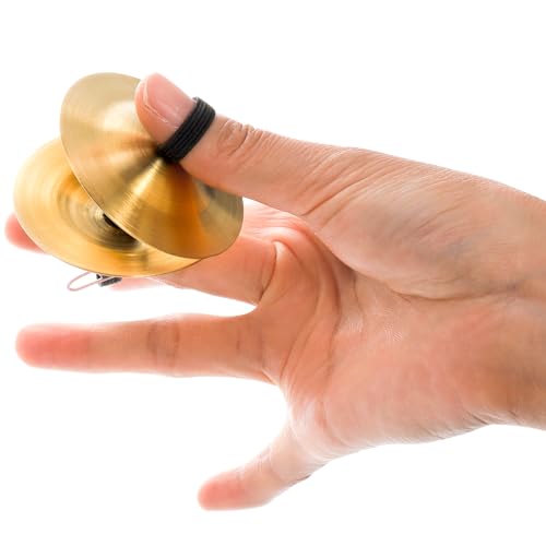 Foraineam FR-FINGERCYMBALS-12PC 12 Pieces Finger Cymbals Belly Dancing Finger Zills Gold Musical Instrument Rhythm Maker Brass Finger Dance Zills thumb #3