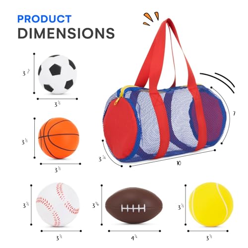 Neliblu Set of 5 Foam Balls for Kids - Toddler Toys Set with Soccer, Basketball, Football, Baseball, and Tennis - Soft Indoor and Outdoor Baby Balls for Toddlers - Kids Outdoor Toys for Active Play3