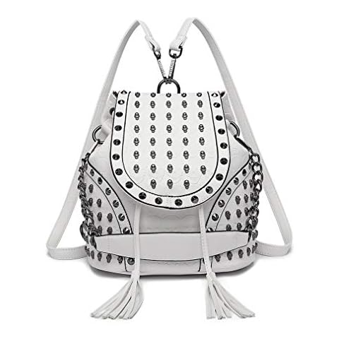 Miss Lulu Gothic Skulled Backpack with Chain Cover