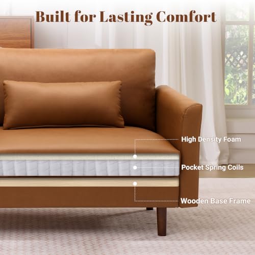 Image of Kingfun Faux Leather 3-Seater with Side Pocket,Dark Brown