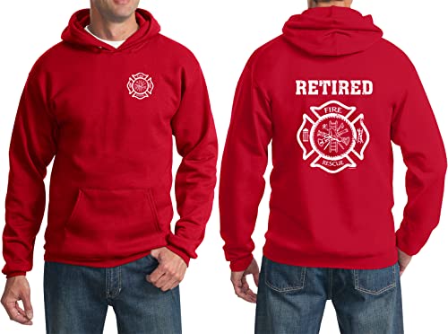 Buy Cool Shirts Retired Firefighter Pullover Hoodie Front and Back3