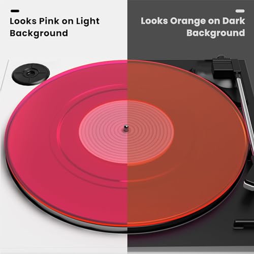 WOOXGEHM Acryl Plattenspielermatte für 12 Zoll Plattenspieler, Geräuscharme, Antistatische Rutschmatte, Acryl Schallplattenteller Slipmat (Transparentes Rosa)