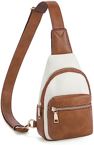 CLUCI Small Sling Bag for Women, Crossbody Vegan Leather Large Sling Backpack, PU Leather Crossbody Bags Chest Bag with Guitar Strap