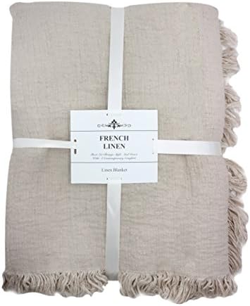 Icegrey Coperta Plaid in Lino con Nappa 100% Lino Copriletto Diva...