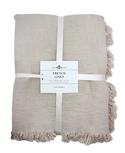 Icegrey Coperta Plaid in Lino con Nappa 100% Lino Copriletto Diva...
