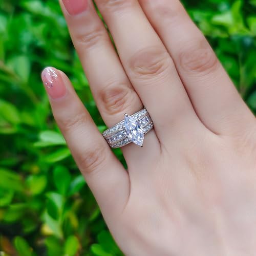 White Gold Plated White Horse Eye Cubic Zirconia Engagement Rings Wedding Bridal Band Promise Rings Evening Parties Anniversary Valentine's Day Gifts Eternity Bands for Women4