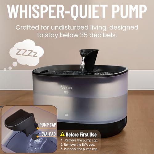 Veken-Cat-Water-Fountain-with-Detachable-Tank-Easy-to-Clean-Assemble-84oz25L-Automatic-Pet-Drinking-Dispenser-with-Quiet-Operation-Appealing-to-Cats-Small-Pets-and-Dog-Black Veken Cat Water Fountain with Detachable Tank Easy to Clean Assemble 84oz25L Automatic Pet Drinking Dispenser with Quiet Operation Appealing to Cats Small Pets and Dog Black
