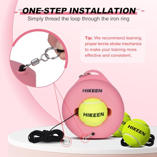 Image of Hikeen Premium Tennis Trainer Rebound with Metal Base,Portable Solo Tennis Trainer Set with 3 Highly Elastic String Balls,Tennis Practice Equipment for Adult Kids an Beginners