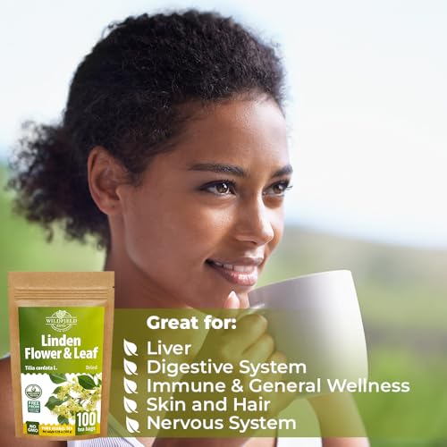 Image of 100 Bags Linden Tea Dried Linden Flower Tea Herbal (Tilia Cordata) - 100 Count 1.5g Bags Herb Lipa